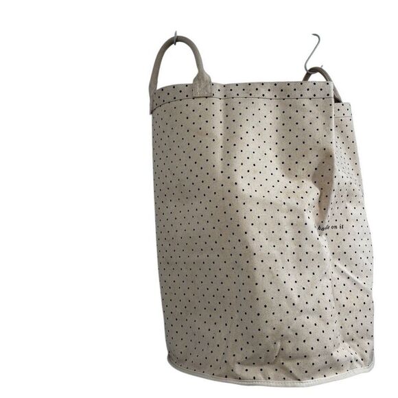 Kate Spade New York Black Dot Round Canvas Storage Bin 15"w x 10"h x 11.5"d NWT - Picture 8 of 14